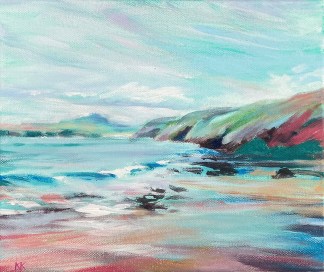 blues and greens an original beach painting