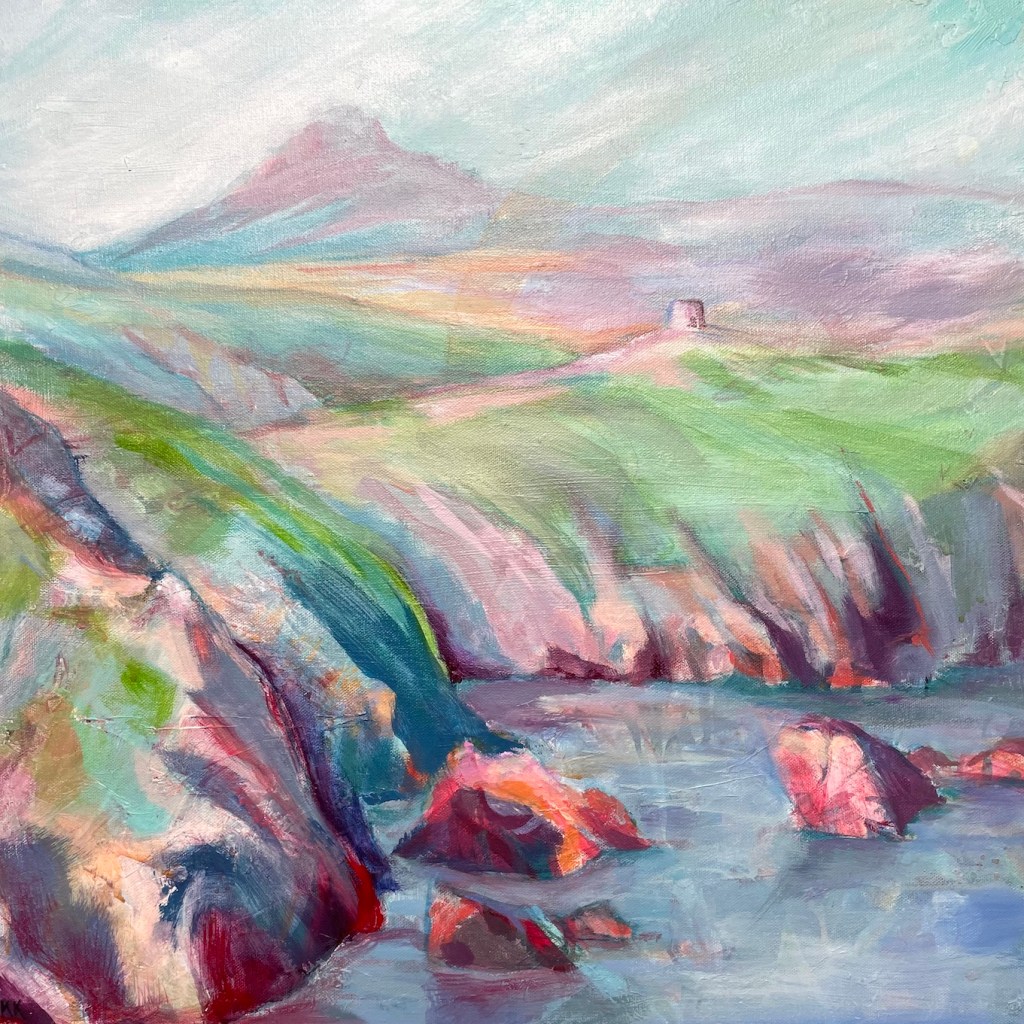 Atmosheric view of the coastal path on a walk from Porthgain to Abereiddi