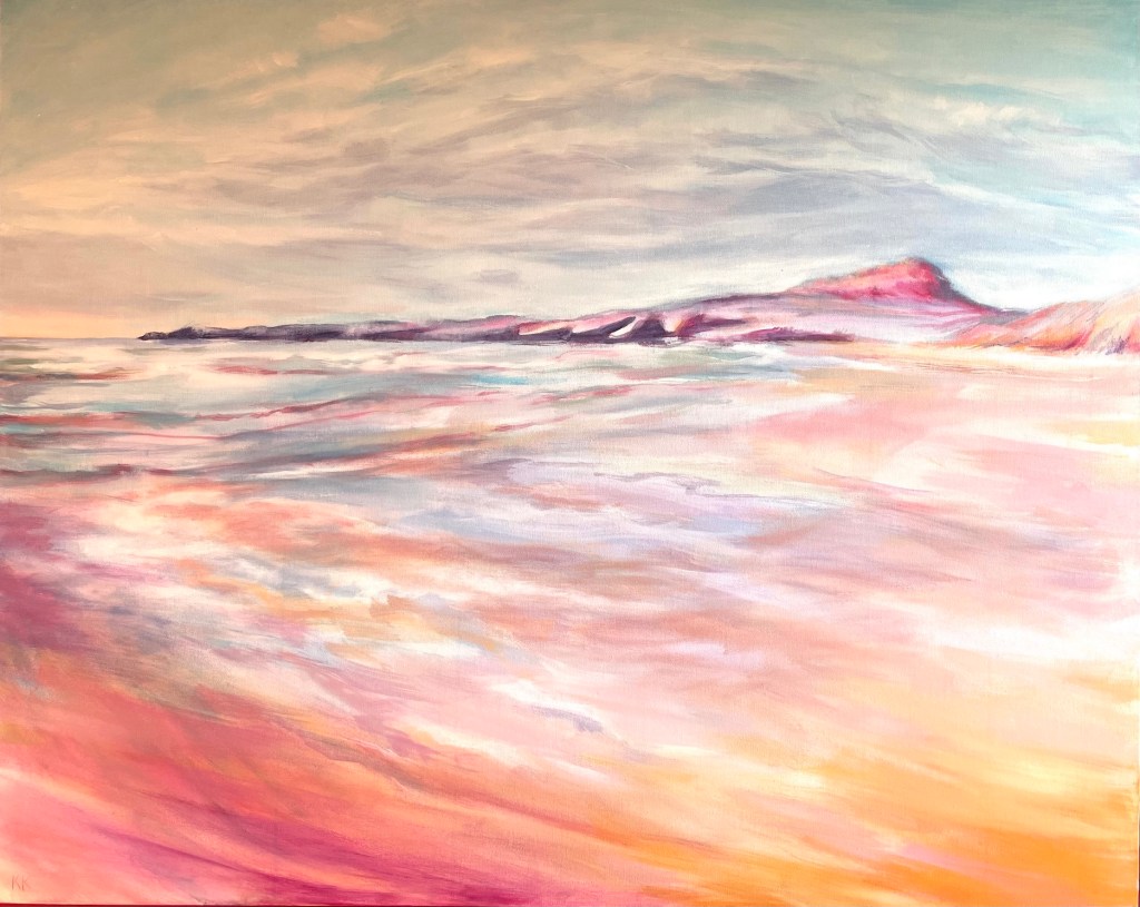 gentle but colour painting of Whitesands sandy beach