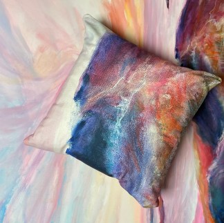 An original and colourful soft textured cushion full of colours